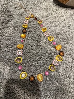 Anthropologie Yellow Pink Orange Multicolor Teardrop Necklace